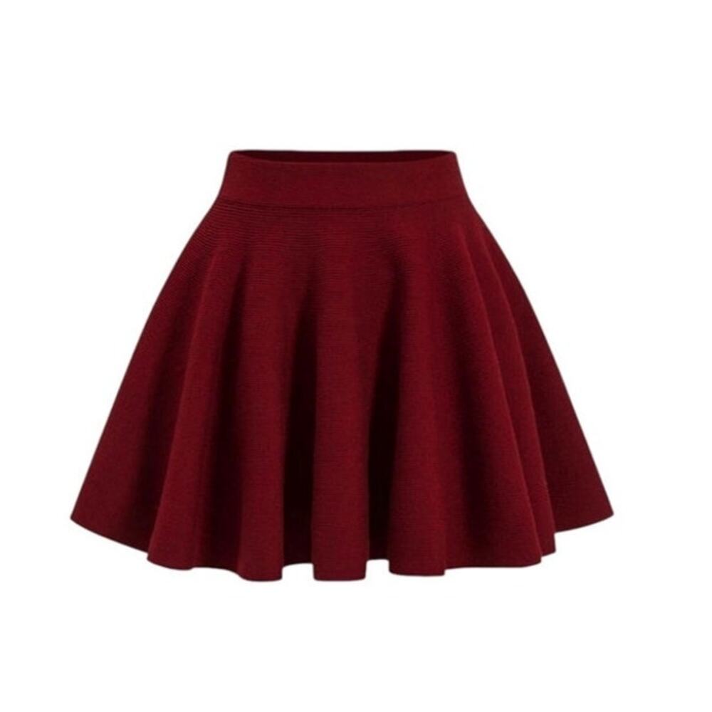 Micas Women's XSmall Burgundy Solid Knit Sweater Fitted Mini Skirt